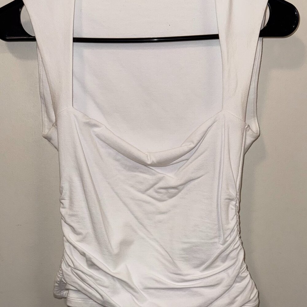 abercrombie square neck tank top w/ ruched sides